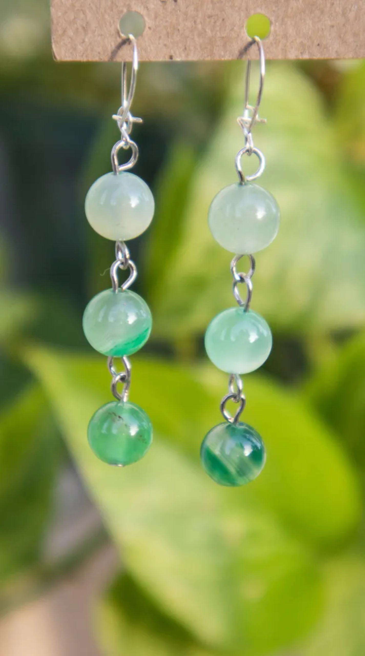 Green Jade Drop Dangle Earrings