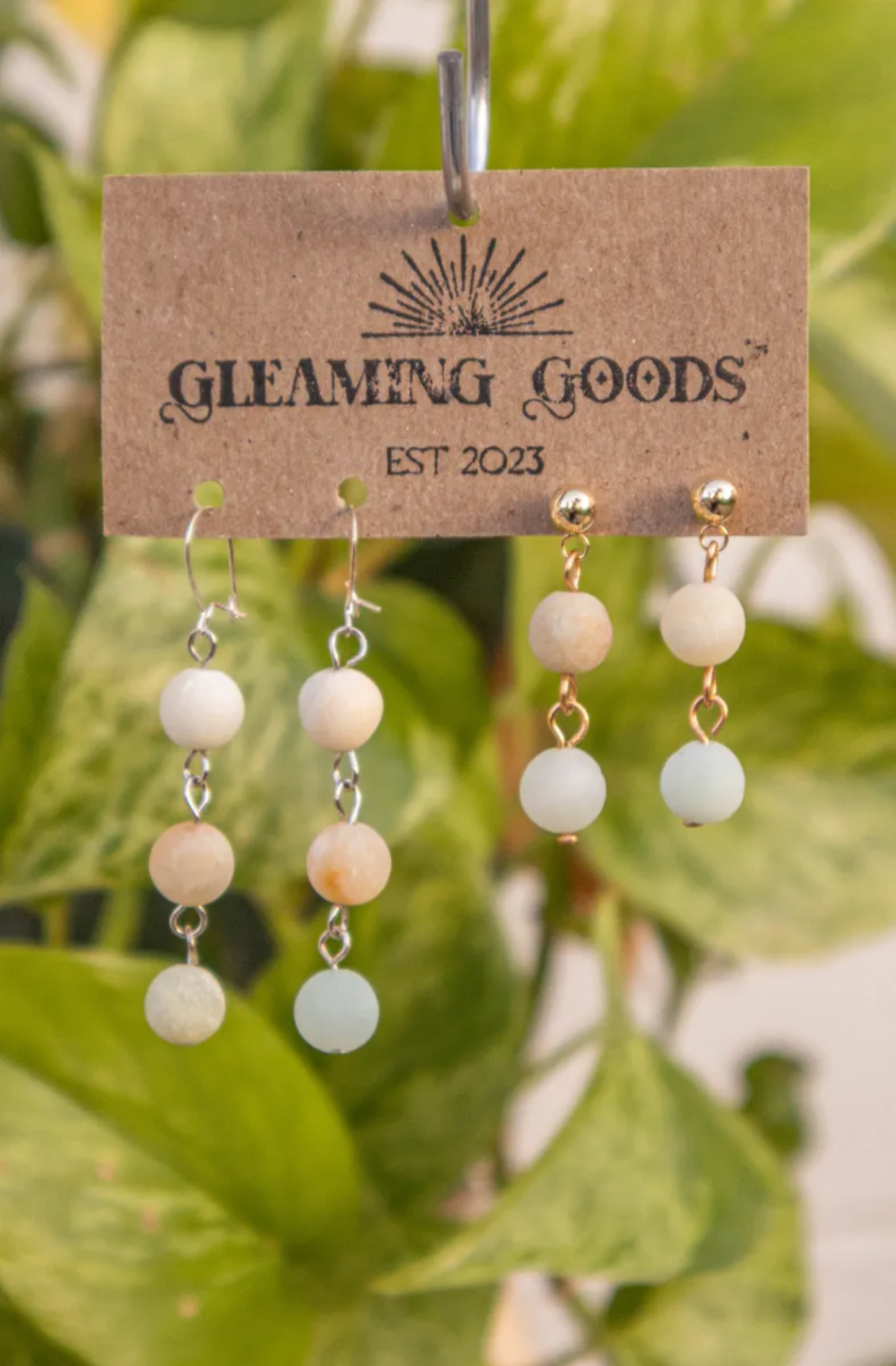 Matte Amazonite Drop Dangle Earrings