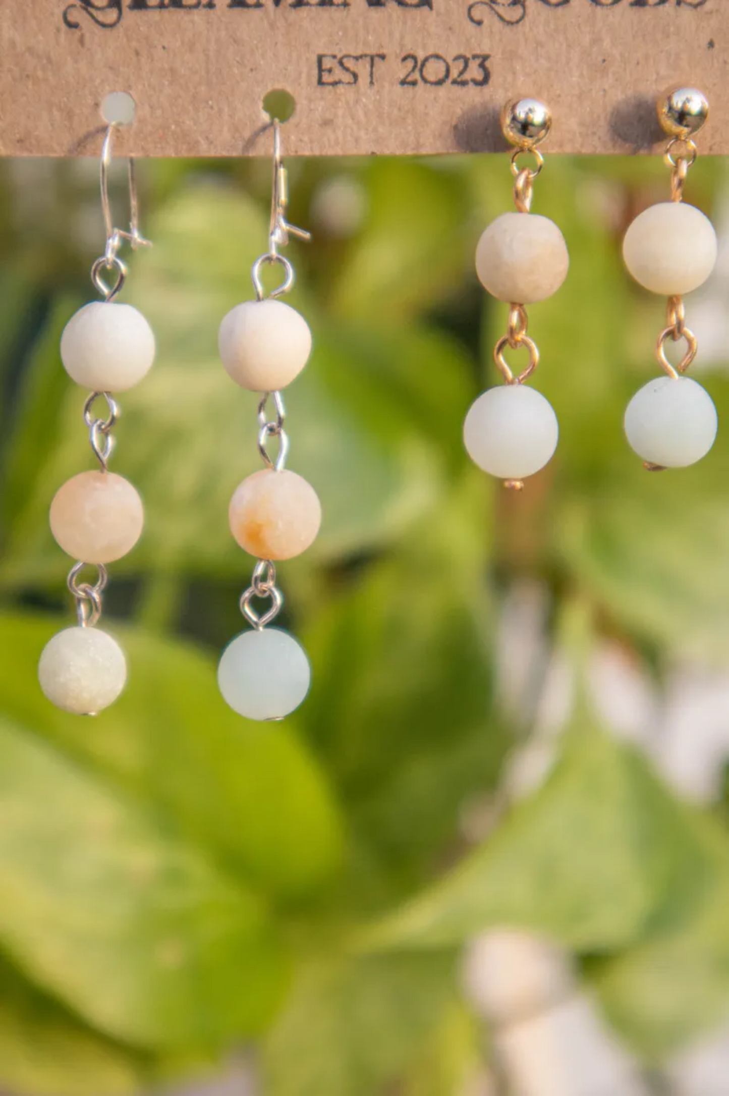 Matte Amazonite Drop Dangle Earrings