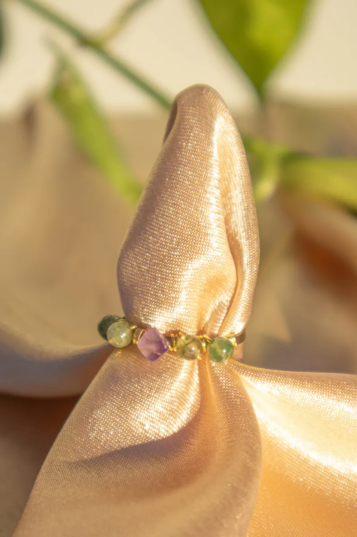 Amethyst Jade Crystal Protection Ring