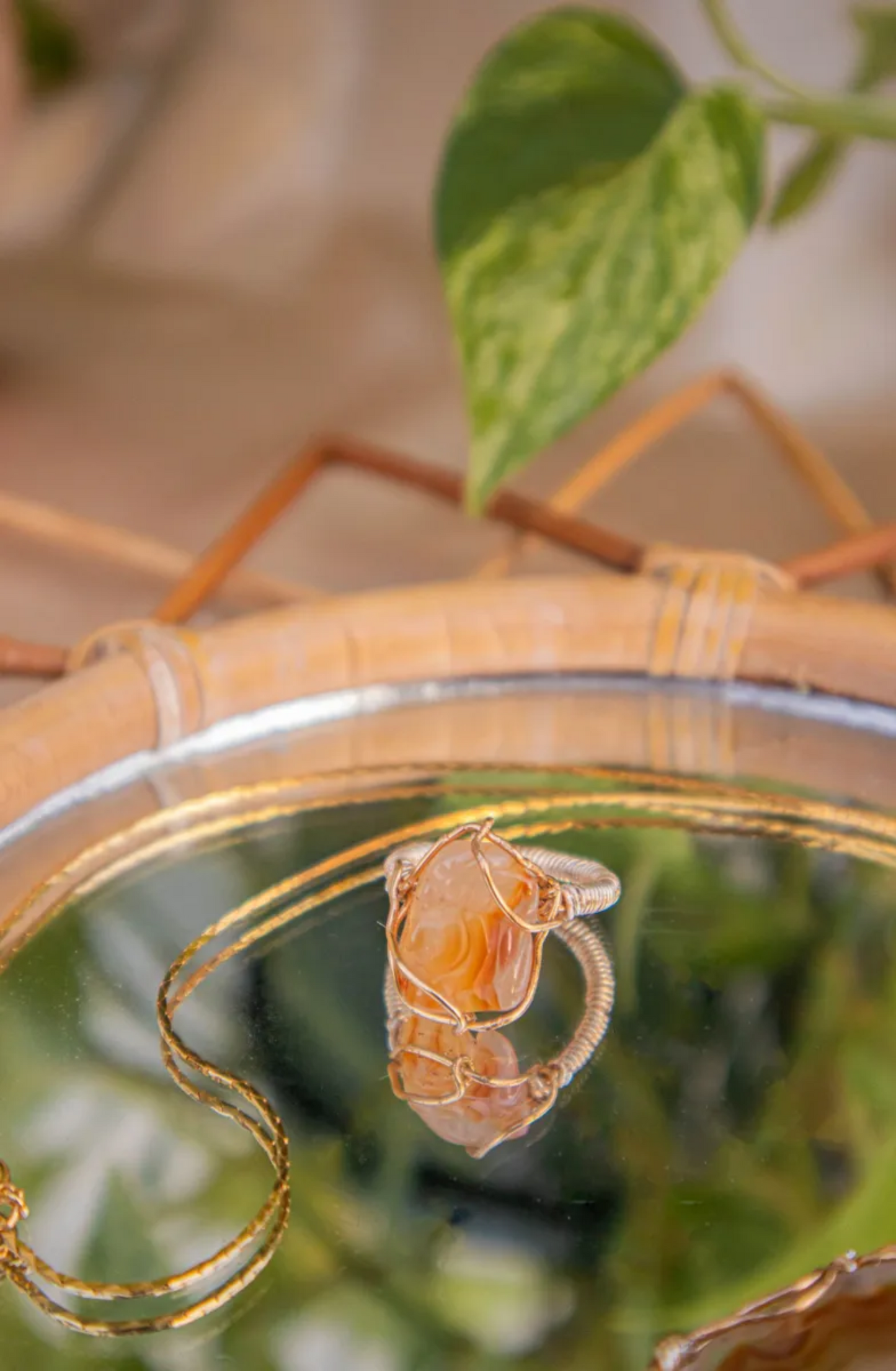 Polished Agate Crystal Ring